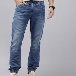 SPYKAR Men High-Rise Heavy Fade Stretchable Denim Joggers-image-98