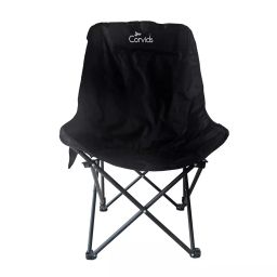Corvids Large Foldable Camping Chair Black with Oxford Fabric for Hiking, Picnic, Garden & Outdoor, COCC-LB-20
