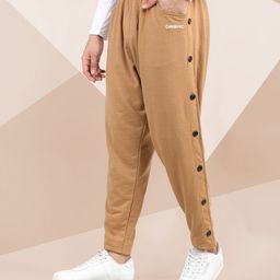 CHKOKKO Men Khaki Regular Fit Track Pant-image-81