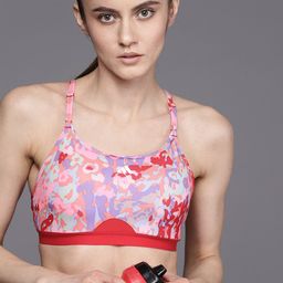 ADIDAS AEROREACT Light-Support Abstract Printed Removable Pads Workout Bra-81