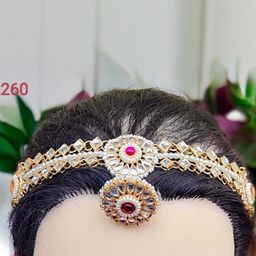 Balaji Gold Gold-Plated Artificial Stones Studded Matha Patti Head Jewellery-58