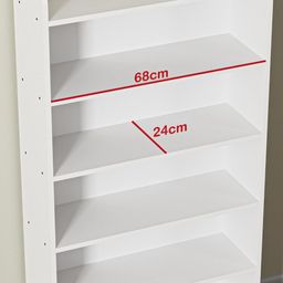 Ascom Engineered Wood 6-Tier Bookshelf Storage - White | 136 x 24 x 71cm DIY Bookcase Shelf Cabinet | Sturdy & Durable Build | Open Design for Easy Access | Home Storage Unit image 3