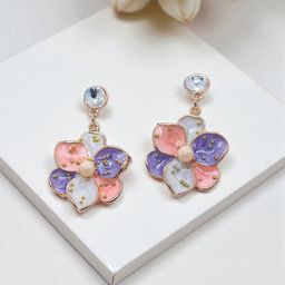 AVANT-GARDE PARIS Gold-Plated Artificial Stones Studded Floral Shaped Drop Earrings-image-83
