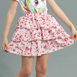 Kookie Kids Mid Thigh Floral Print Skirt - Multicolour-picture-33
