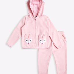 Lil Tomatoes Full Sleeves Animal Applique Detailed Velour Track Suit  Sets - Pink-image-5