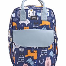 Zoe Multifunctional Cat Printed Travel Friendly Diaper Backpack - Navy Blue-98