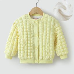 Kookie Kids Full Sleeves Pop Corn Textured Jacket - Yellow-image-98