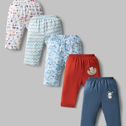 OHMS Single Jersey Knit Full Length Lounge Pant with Animal Print Pack of 5 - Multicolor-image-26