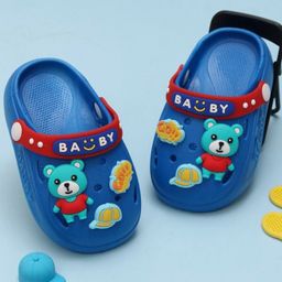 Yellow Bee Solid Clogs With Bear Charms - Blue-image-88