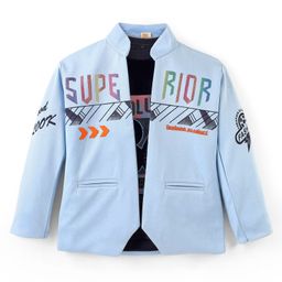 Rikidoos Full Sleeves Typography Printed Jacket With Tee - Sky & Navy Blue-image-46