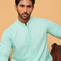 Jompers Men Embroidered Regular Sequinned Kurta with Pyjamas-image-50
