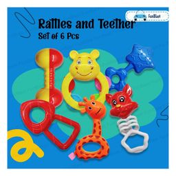 FunBlast Colourful Attractive Rattles and Teether (5 Pcs-Random Color and Design) image 2