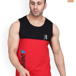 SLOWLORIS Men Pack Of 2 Printed Scoop Neck Bio-Wash Gym Innerwear Vests-picture-6