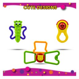 WISHKEY Plastic Colorful Non Toxic BPA Free 1 Shake & Grab Rattles and 5 Soothing Tether Toy for Infants Pack of 6 Multicolour image 5