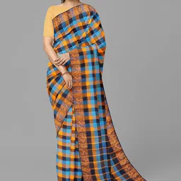The Chennai Silks Checked Pure Cotton Fusion Chettinad Saree-picture-17