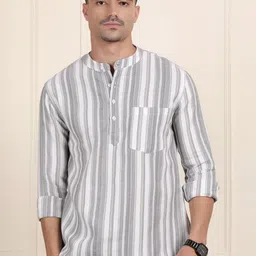 THE SOUL PATROL Men Striped Regular Cotton Kurta-picture-50