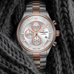TORNADO Men Embellished Dial & Stainless Steel Bracelet Style Straps Analogue Chronograph Watch T6106B-KBKW-image-4