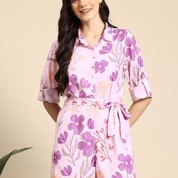 Mast & Harbour Belted Floral Print Playsuit-picture-11