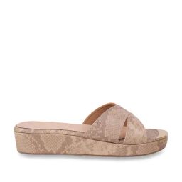 Metro Women's Beige Cross Strap Wedges-image-84
