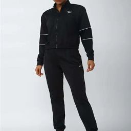 Reebok Black Cotton Sports Jacket Track Pants Set-image-1
