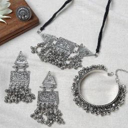 Teejh Anasha Silver Oxidised Jewellery Set-picture-46