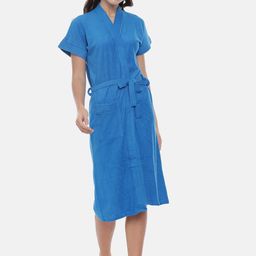 GOLDSTROMS Women Blue Solid Cotton Bath Robe-picture-41