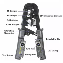 Shield Plus 2 In 1 Crimping Tool With Inbuilt Lan Tester 228.6 mm(9 Inch) image 2