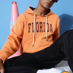 DILLINGER Men Typographic Oversized Hooded Fleece Sweatshirt-image-3