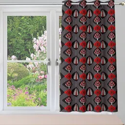 POORAK Red Geometric Sheer Window Curtain-image-39
