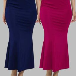 N-Gal Navy & Pink Plain Saree Shapewear - Pack Of 2-image-86