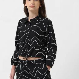 VERO MODA GIRL Anthracite Printed Full Sleeves Shirt Top-image-27