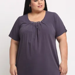 plusS Purple Plus Size Pleated Top-38