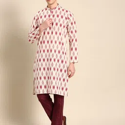 RAJUBHAI HARGOVINDAS Men Purple & Beige Printed Handloom Kurta-picture-35