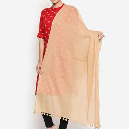 RANGMANCH BY PANTALOONS Beige Solid Pure Cotton Dupatta-26