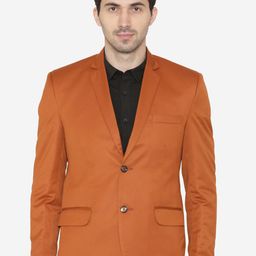 Wintage Men Orange Solid Regular Fit Single-Breasted Blazer-0
