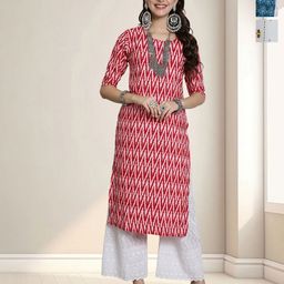 HERE&NOW Selection Of 3 Ethnic Motifs Printed Round Neck Straight Kurtas-3
