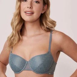 La Vie En Rose Blue Lace Work Balconette Bra-picture-35