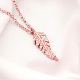 GIVA 92.5 Sterling Silver Rose Gold Leaf Elegance Pendant With Link Chain-21