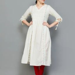 Melange by Lifestyle White Cotton Printed Anarkali Kurta-picture-22