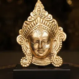 Ekaa Handicrafts Gold Brass Durga Maa Face with Stand-image-55