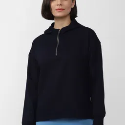 FOREVER 21 Women Black Solid Hooded Sweatshirt-picture-47