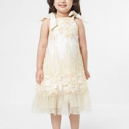 TIC TAC TOE Girls Beige Self Design A-Line Dress-image-23