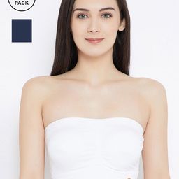 C9 AIRWEAR Navy Blue & White Bandeau Bra Full Coverage Lightly Padded P2312-12