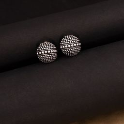 Voylla Silver-Plated Black Oxidized Circular Studs-22