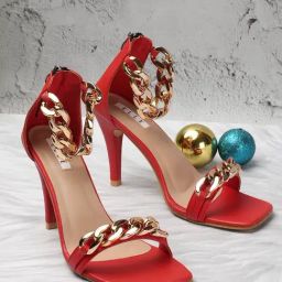 Elle Women's Red Ankle Strap Stilettos-13