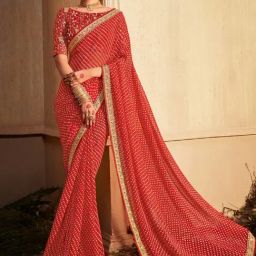 Saree Mall Red Printed Saree With Unstitched Blouse-image-88