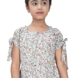 Tiny Girl Green & Pink Floral Print Top-image-82