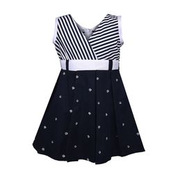 Wish Karo Girls Navy Blue Printed Empire Dress-image-4