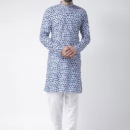 Hangup men blue geometric printed kurta-image-4