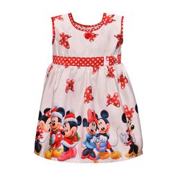 Wish Karo Girls Pink & Red Mickey Mouse Print Fit and Flare Dress-10